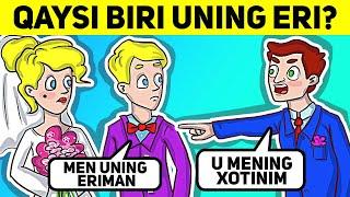 QAYSI BIRI UNING ERI? YANGI MANTIQIY SAVOLLAR TO'PLAMI SIZ NECHTASIGA JAVOB BERA OLASIZ?