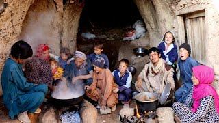 A family gathering in a cave during winter! "Experience the Rural Life of Big Family in Afghanistan"