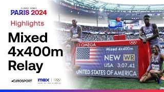 Team USA break WORLD RECORD in 4x400m mixed relay  | #Paris2024 #Olympics