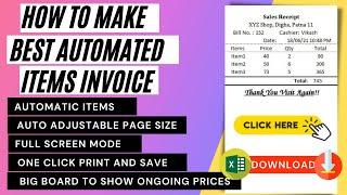 How To Create a Fully Automated Items Invoice in Excel | Latest | Excel Me Invoice Kese Banate Hai |