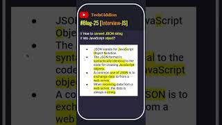 ️[Blog:25-Interview-JS] How to convert JSON string into JavaScript object ? #javascripttutorial