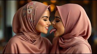 Sweet Kiss Of Hijab Women | Lesbians Kissing Video