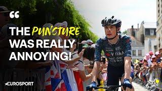 Tiesj Benoot REACTS to the bike change with Jonas Vingegaard & Jan Tratnik ‍ 