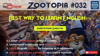 Shadowing English Zootophia#32 - Spoken english learning videos Language (quotation subject)