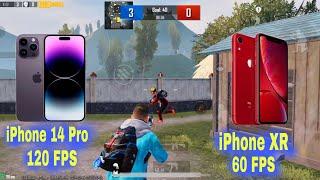 iPhone 14 Pro vs iPhone XR Pubg Test | 120 FPS vs 60 FPS | PUBG MOBILE 2024