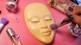 ASMR for Sleep / Skincare & ORANGE - PINK Glam Makeup on Mannequin (No Talking)