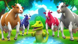 Color Cows Daring Mission to Save Small Cow From Evil Crocodile | Animal Rescue Videos 2024