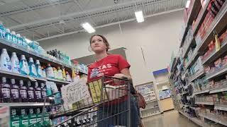 SEXY girl reacts to huge bulge in the store (visibly turned on)