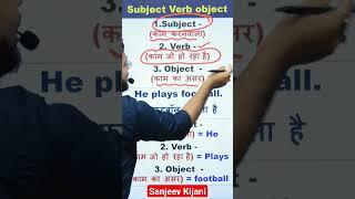 वाक्य में Subject Verb Object कैसे पहचानें ?  @sanjeevkijani  #shorts #youtubeshorts  #viralshorts