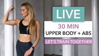 30 MIN UPPER BODY & ABS - Let's train together / No Equipment I Pamela Reif