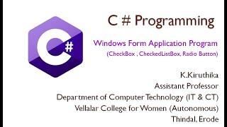 #7 : C# - Windows Form Application ~ CheckBox, CheckedBoxList, Radio Button