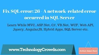 Fix SQL error: 26 - A network-related error occurred in SQL Server