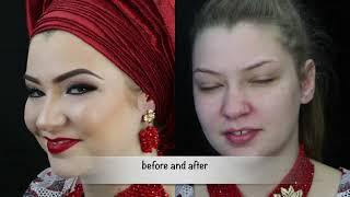 Nigerian  bridal wedding Makeup tutorial and  gele/Makeup transformation |THE BEAUTICIANCHIC
