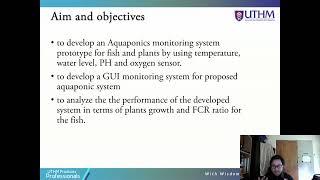 psm1 presentation TITLE: DEVELOPMENT OF AQUAPONIC MONITORING SYSTEM WITH GUI DISPLAY