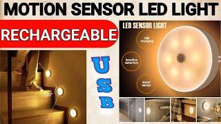 Motion Sensor Light with USB Charging Wireless Self Adhesive LED Rechargeable Review In Hindi