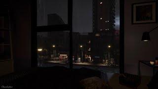 On A Heavy Rainy Night, In A Dark Bedroom | Rain Sounds, Rain On Window, Thunder