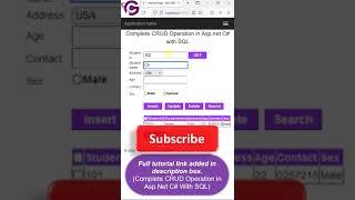 CRUD in Asp.Net C# with SQL #programminggeek #short #crud