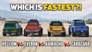 GTA 5 ONLINE - EVERON VS KAMACHO VS CARACARA 4X4 VS HELLION (WHICH IS FASTEST?)