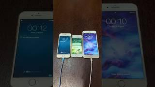 iPhone 6 on iOS 8 vs iPhone SE on iOS 10 vs iPhone 7 Plus on iOS 15 boot up test #shorts #iphone