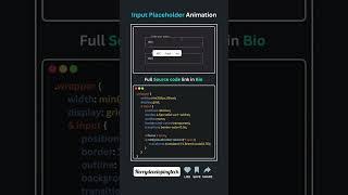  Input Placeholder Animation with JavaScript! ||#shorts #shortvideo #css3 #html5 #code #coding