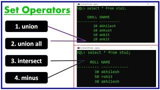 SQL Set Operator | union, union all, intersect and minus operator | oracle database