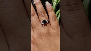 Moissanite Muse Ring, Black Emerald Cut 7 Stone Moissanite Wedding Ring, Engagement Ring For Her