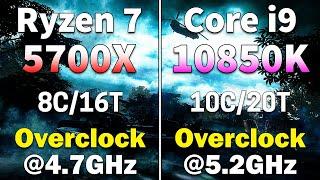 Ryzen 7 5700X OC @4.7GHz vs Core i9 10850K OC @5.2GHz | PC Gaming Tested