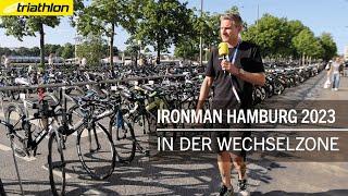 Räder, Räder, Räder in der Hamburger Wechselzone | Ironman Hamburg 2023