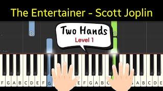 The Entertainer | Scott Joplin | piano tutorial two hands easy - Level 1