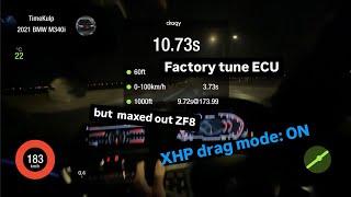 Stock B58 M340i acceleration time with xHP drag mode (Dragy 0-100 100-200 1/4mile run)