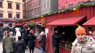 CHRISTMAS MARKET STORTORGET, 2021, GAMLA STAN, STOCKHOLM in 4K