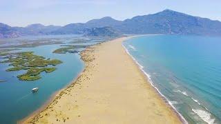 Aerial Over Iztuzu Sand Spit Stock Video