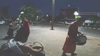 Alms giving to bhuddist monks in Vientiane,Laos.