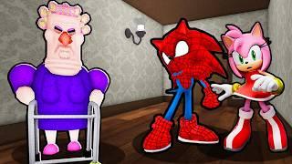 SPIDERMAN SONIC AND AMY VS GRUMPY GRAN IN ROBLOX