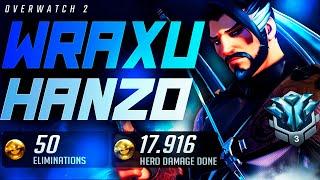 WRAXU DOMINATING AS HANZO - 50 ELIMS! POTG! OVERWATCH 2 DIAMOND 3