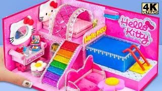 How To Make Cute Hello Kitty Bedroom, Makeup Set from Polymer Clay ️ DIY Miniature Cardboard House