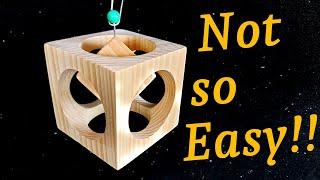 Wood Cube Within a Cube. Drill press woodworking.