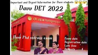 Davv DET 2022 || Davv Phd exam || Davv News today | Davv Exam #Davv #DavvDET #DavvUniversity #Indore