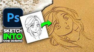 How Turn  Sketch Into Sand Drawing in Photoshop - Photoshop Tutorial