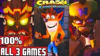 Crash Bandicoot N. Sane Trilogy Full Game Walkthrough 100% - No Commentary (#CrashBandicoot) 2017