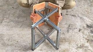 DIY - Great Craftsman's Ideas // How to Make a Smart Folding Chair // Metal Smart Folding Utensils !