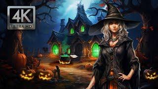 Spooky Witch's Cottage Halloween Ambience, Spooky Sounds, Halloween Music, and Bubbling Cauldron