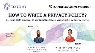 How to write a Privacy Policy? | LinkedIn | Tsaaro Exclusive Webinar