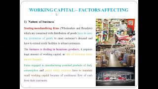 4 - Meaning and Factors affecting Working Capital requirement