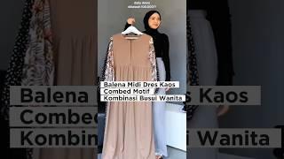 Balena Midi Dres Kaos Combed Motif Kombinasi Busui Wanita