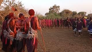 Maasai Morani dancing in a ceremony Tanzania