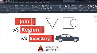 join command vs region command vs boundary command in autocad | #autocad #autocad2021