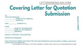 Covering Letter For Quotation Submission - Sample Covering Letter for Submitting Quotation
