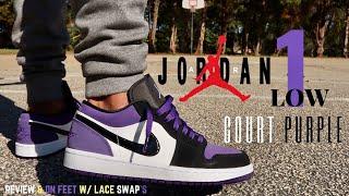 JORDAN 1 LOW "COURT PURPLE" REVIEW & ON FEET W/ LACE SWAP'S