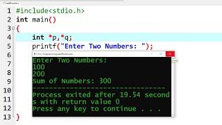 c program to add two numbers using pointer | learn coding